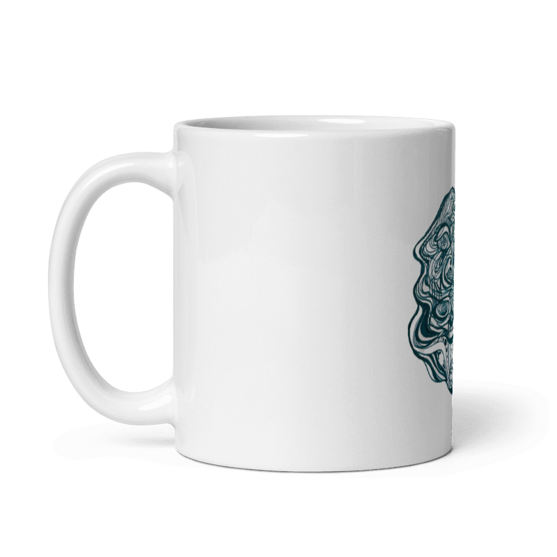 White glossy mug with abstract design